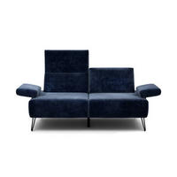 2-SITZER-SOFA in Samt Dunkelblau  - Schwarz/Dunkelblau, Design, Textil/Metall (164-194/85/86-94cm) - SENSOO