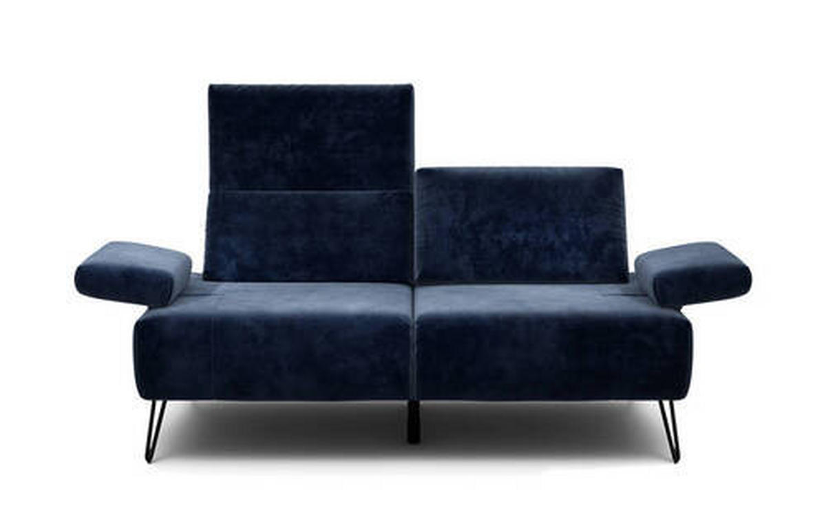 2-SITZER-SOFA in Samt Dunkelblau  - Schwarz/Dunkelblau, Design, Textil/Metall (164-194/85/86-94cm) - SENSOO