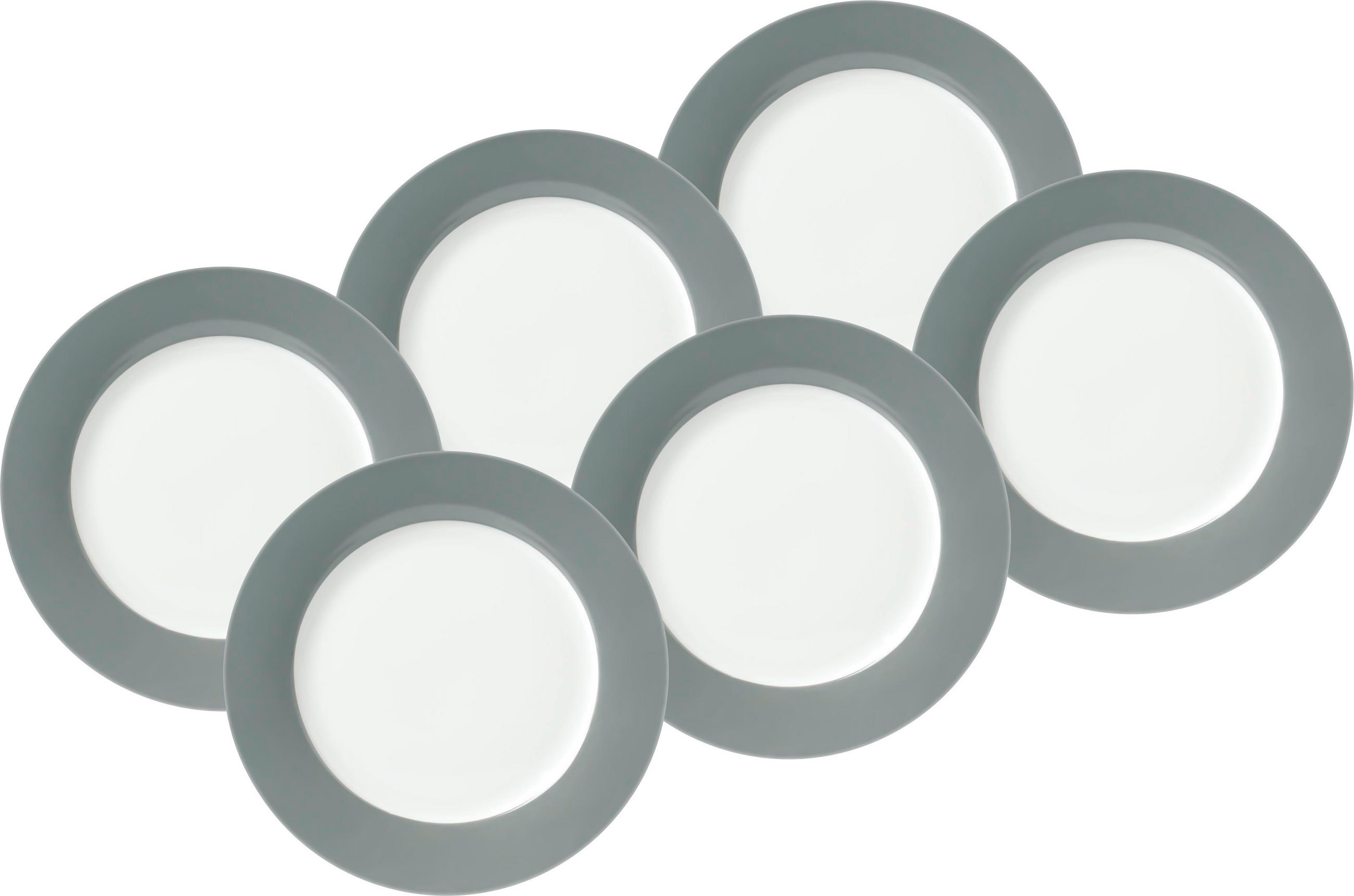 DESSERTTELLERSET VARIO 6-teilig  - Weiß/Grau, Basics, Keramik (20cm) - Van Well