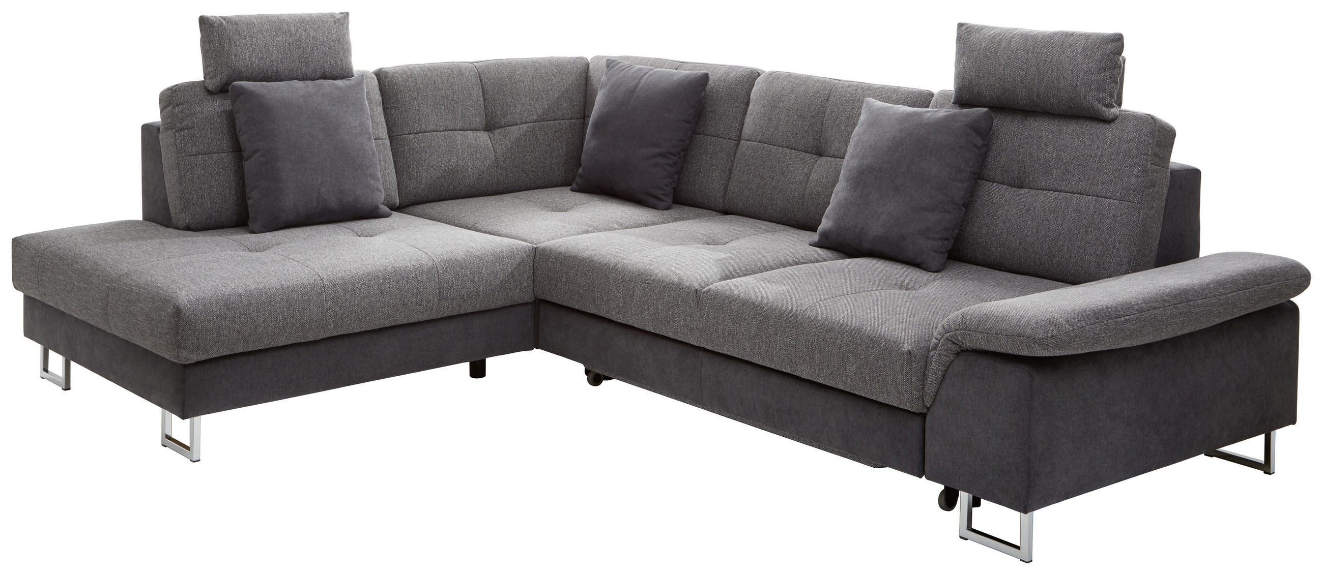 WOHNLANDSCHAFT in Flachgewebe Graphitfarben, Dunkelgrau - Dunkelgrau/Graphitfarben, Design, Textil/Metall (229/296cm) - Novel