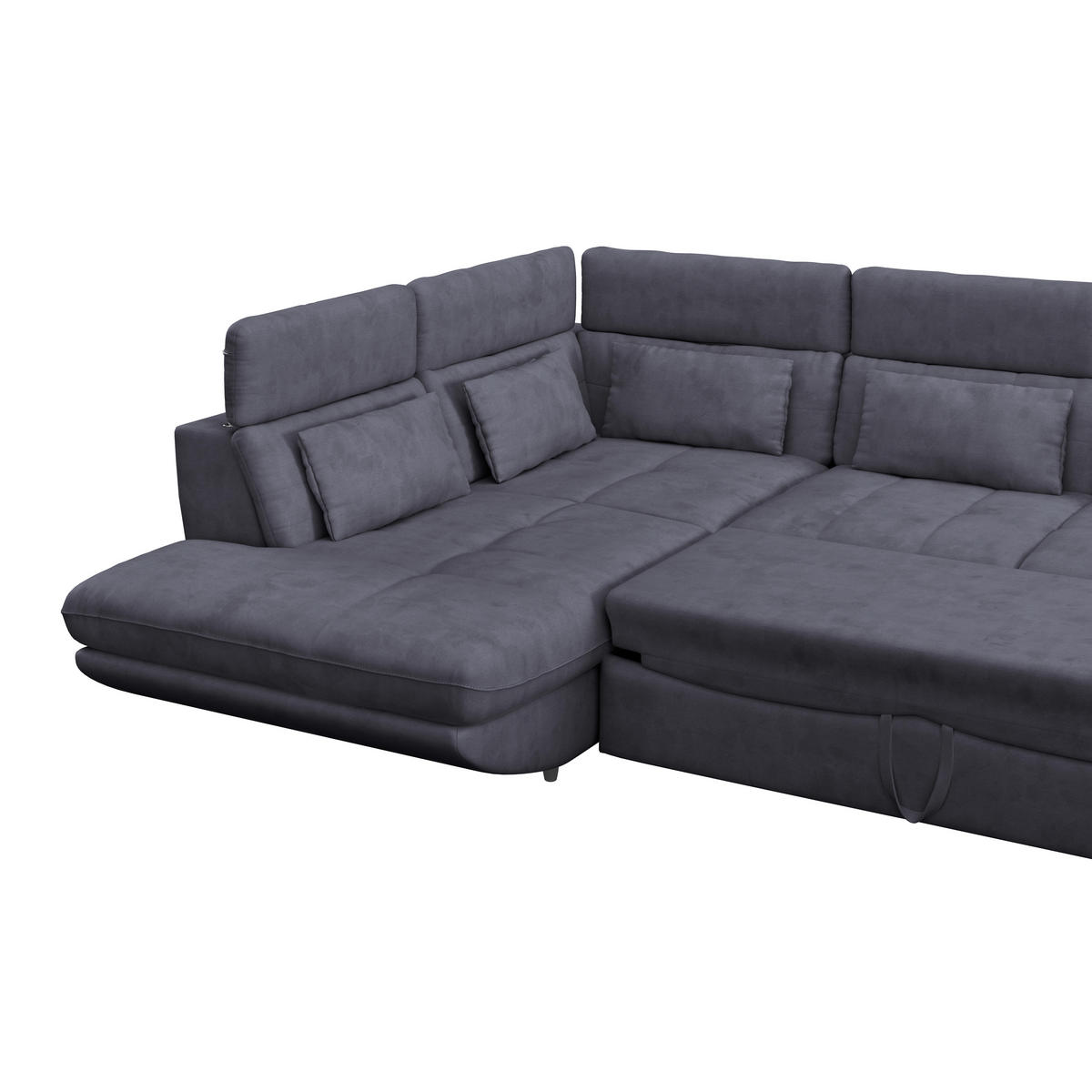 WOHNLANDSCHAFT in Mikrofaser Dunkelblau  - Schwarz/Dunkelblau, Modern, Kunststoff/Textil (311/233cm) - MID.YOU