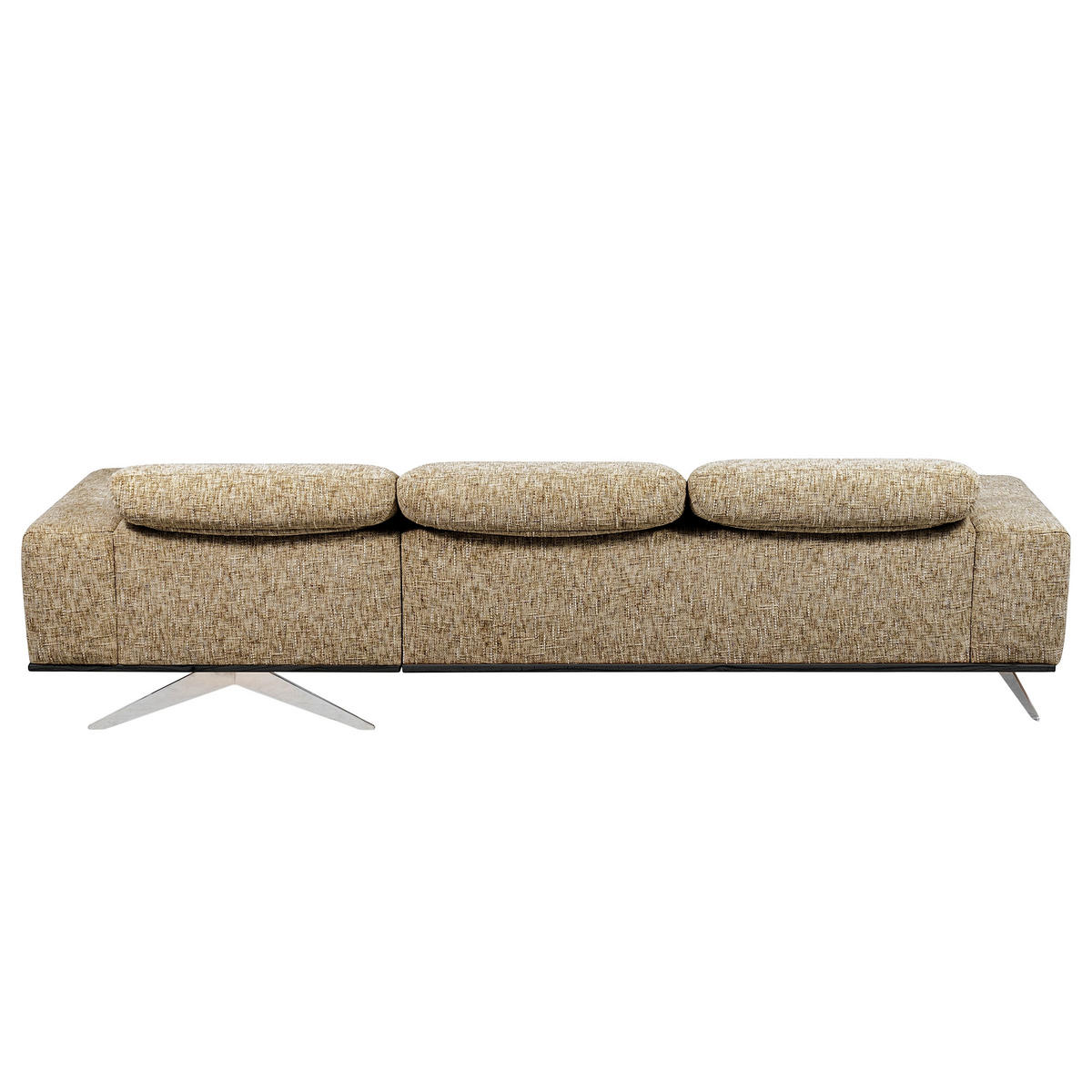 ECKSOFA PORTLAND Hellbraun Struktur Kopfteilverstellung  - Chromfarben/Hellbraun, Design, Holz/Textil (295/187cm) - Livetastic