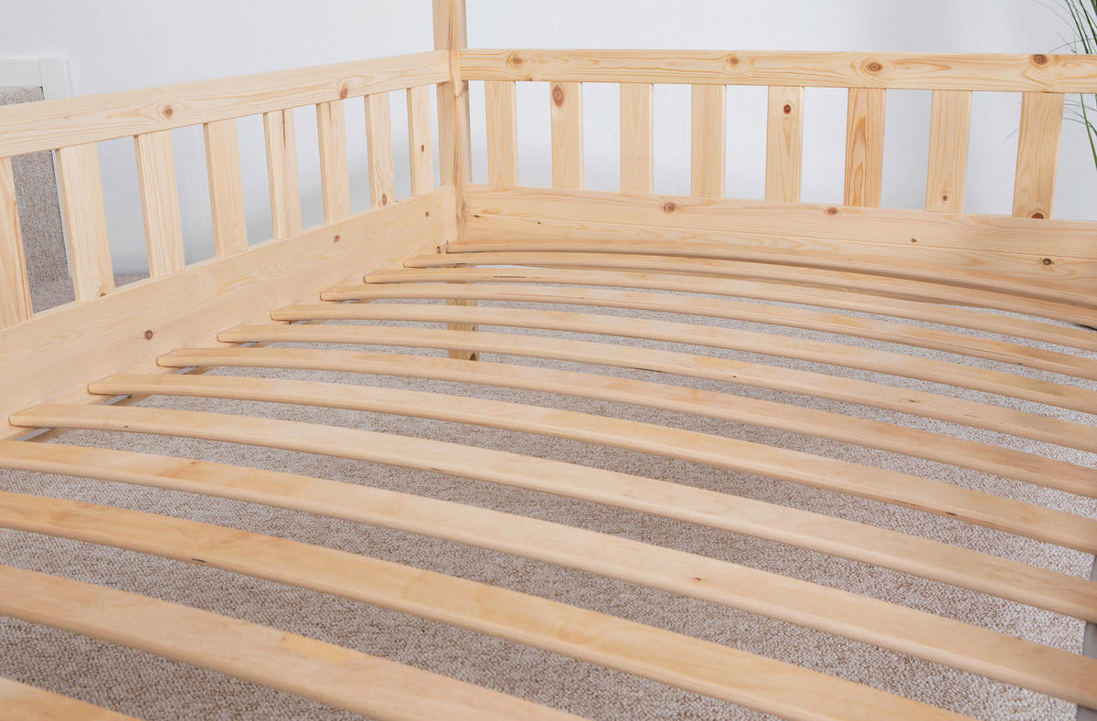 HAUSBETT 100/200 cm,  in Grau, Naturfarben  - Naturfarben/Grau, MODERN, Holz/Textil (100/200cm) - MID.YOU