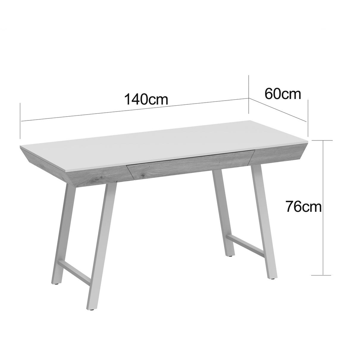 SCHREIBTISCH 140/60/75 cm Eichefarben, Kaschmir  - Kaschmir/Eichefarben, Design, Holzwerkstoff/Metall (140/60/75cm) - Novel