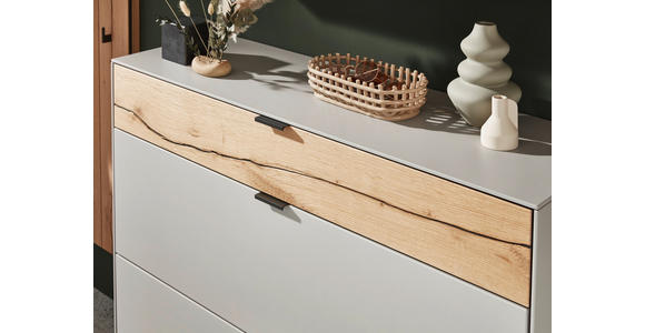 HÄNGESCHUHSCHRANK Wildeiche massiv Grau, Wildeiche - Wildeiche/Schwarz, Design, Holz/Holzwerkstoff (121,9/85,9/37,1cm) - Dieter Knoll