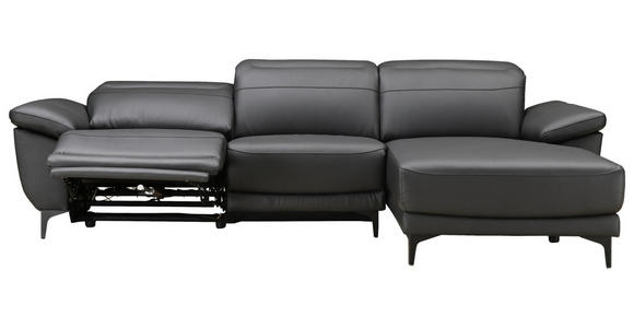 ECKSOFA in Lederlook Echtleder, Kombination Echtleder/Lederlook Schwarz  - Schwarz, Design, Leder/Kunststoff (269/164cm) - Xora