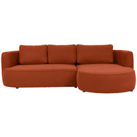 ECKSOFA in Webstoff Terracotta  - Terracotta/Schwarz, Modern, Kunststoff/Textil (284/183cm) - Welnova
