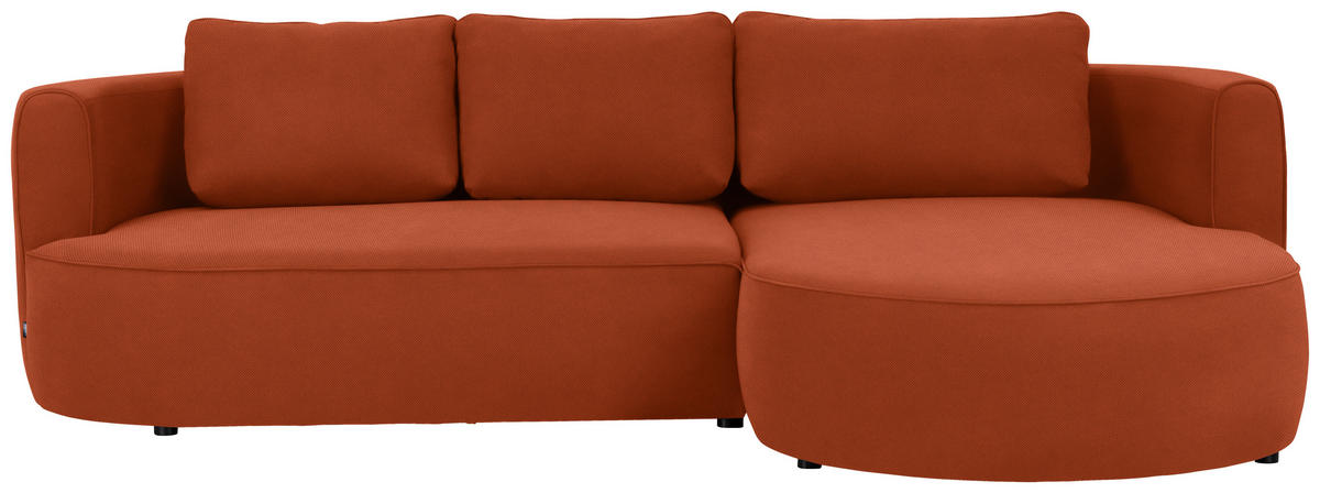 ECKSOFA in Webstoff Terracotta  - Terracotta/Schwarz, Modern, Kunststoff/Textil (284/183cm) - Welnova