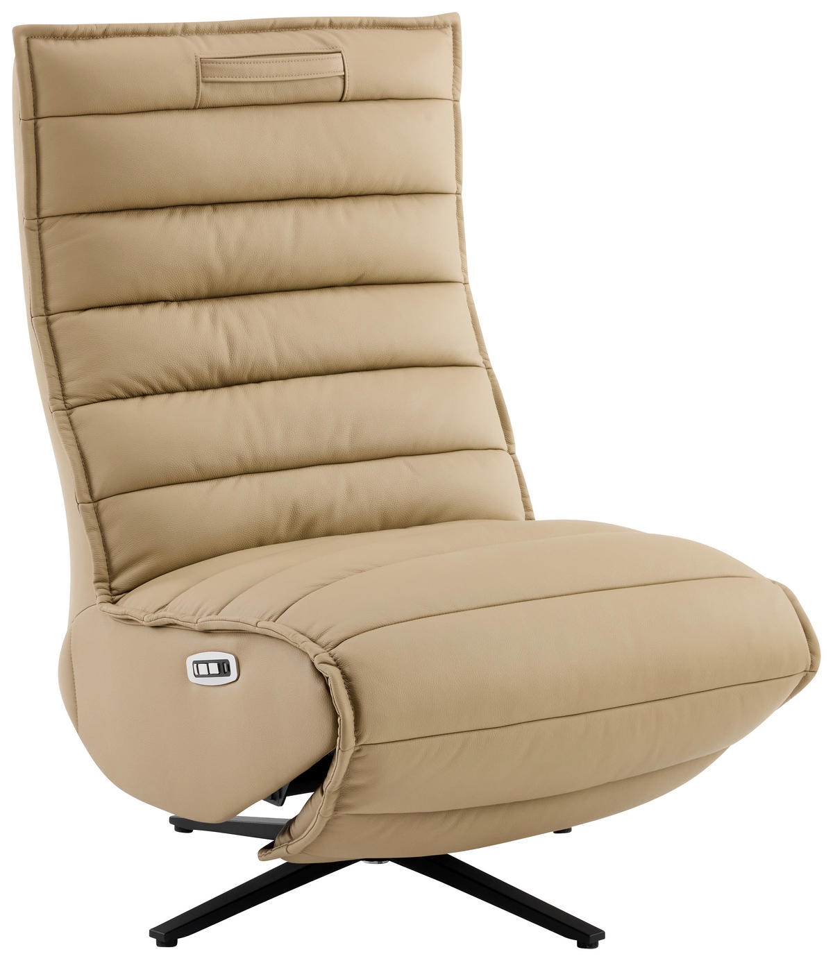 RELAXSESSEL Lederlook Echtleder Relaxfunktion, Fußteilverstellung, Nackenkissen    - Taupe/Schwarz, Design, Leder/Textil (68/108/84cm) - Stylife