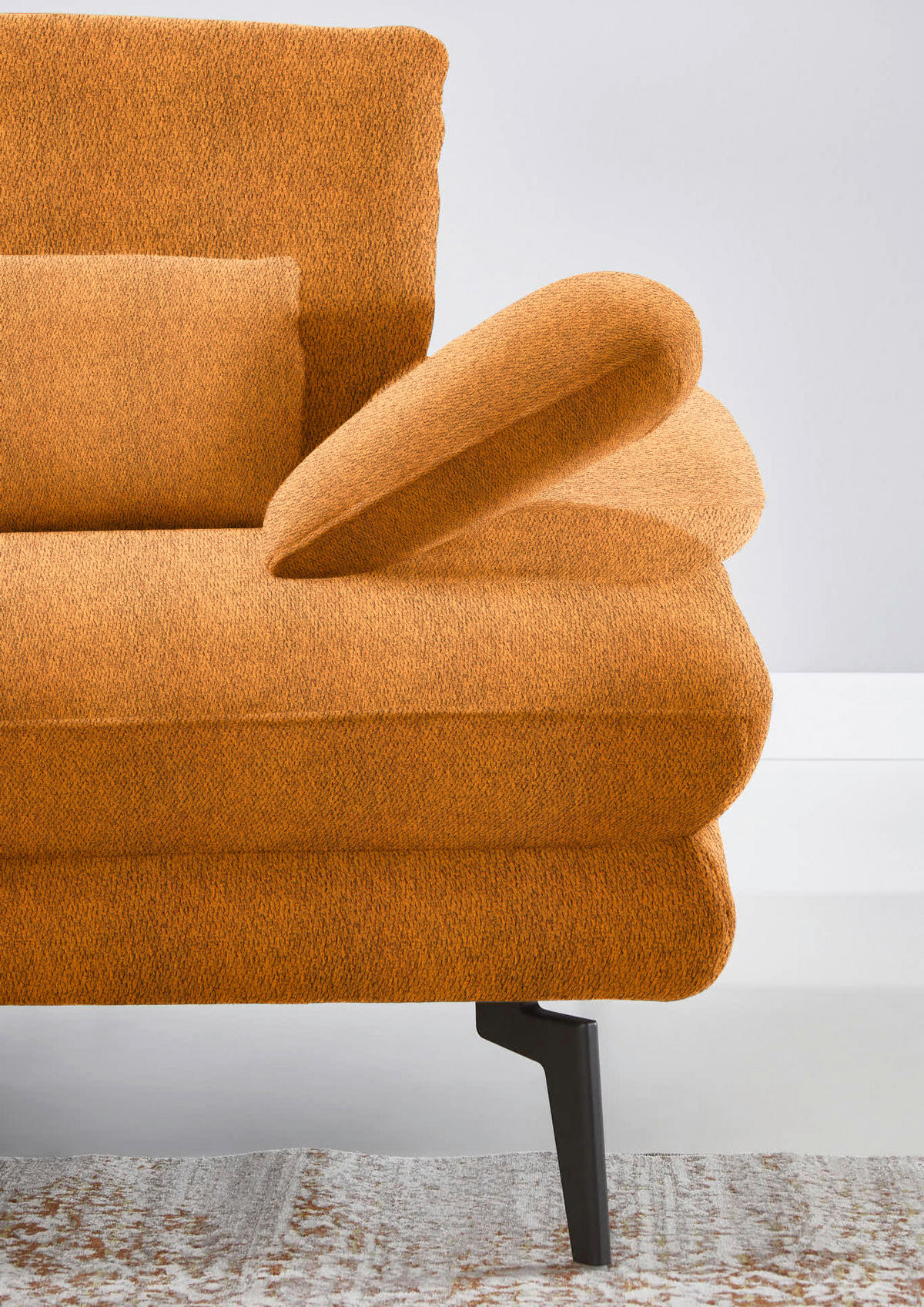 ECKSOFA in Chenille Orange  - Schwarz/Orange, Design, Textil/Metall (180/310cm) - Dieter Knoll