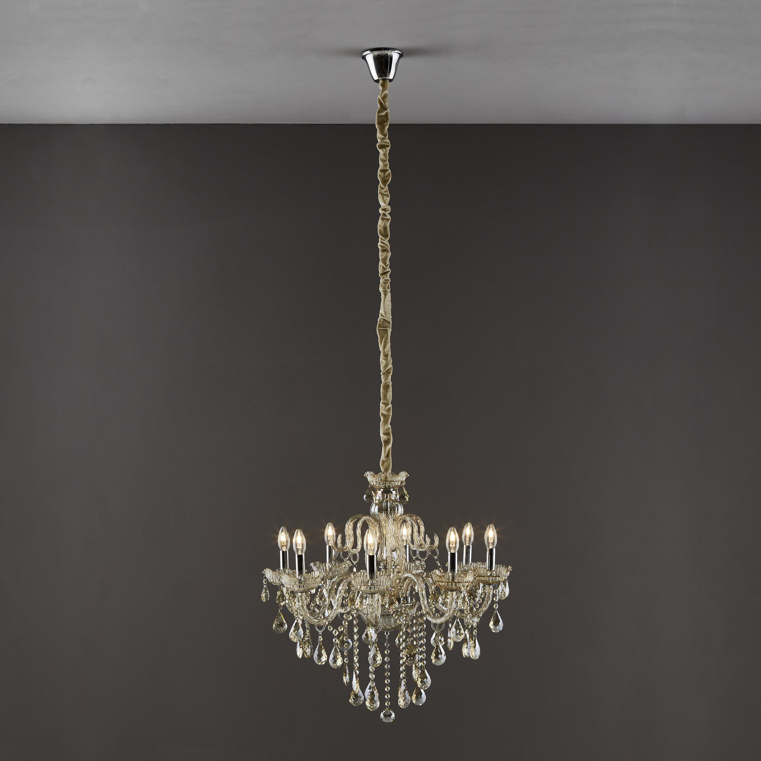KRISTALL-HÄNGELEUCHTE 71/180 cm   - Champagner, LIFESTYLE, Glas/Kunststoff (71/180cm) - Paul Neuhaus