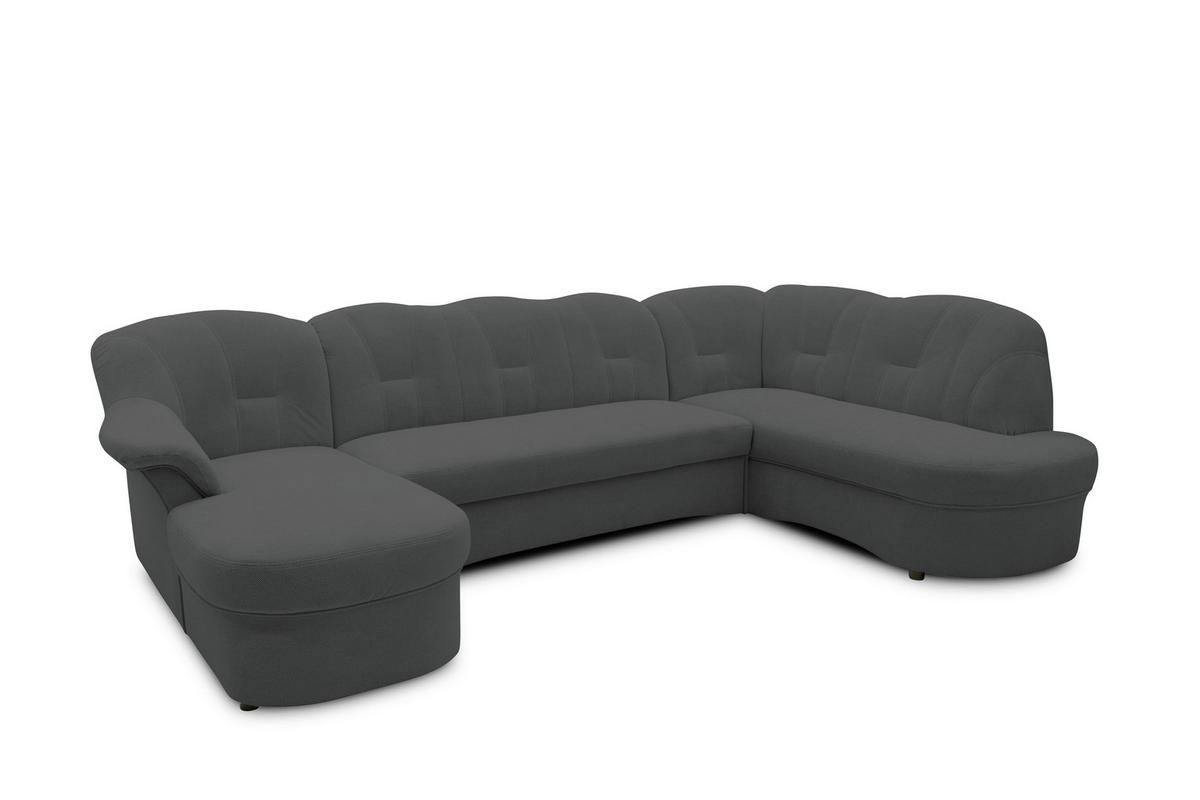 WOHNLANDSCHAFT FLORES FK Dunkelgrau Mikrofaser  - Dunkelgrau/Schwarz, KONVENTIONELL, Kunststoff/Textil (142/293/182cm) - MID.YOU