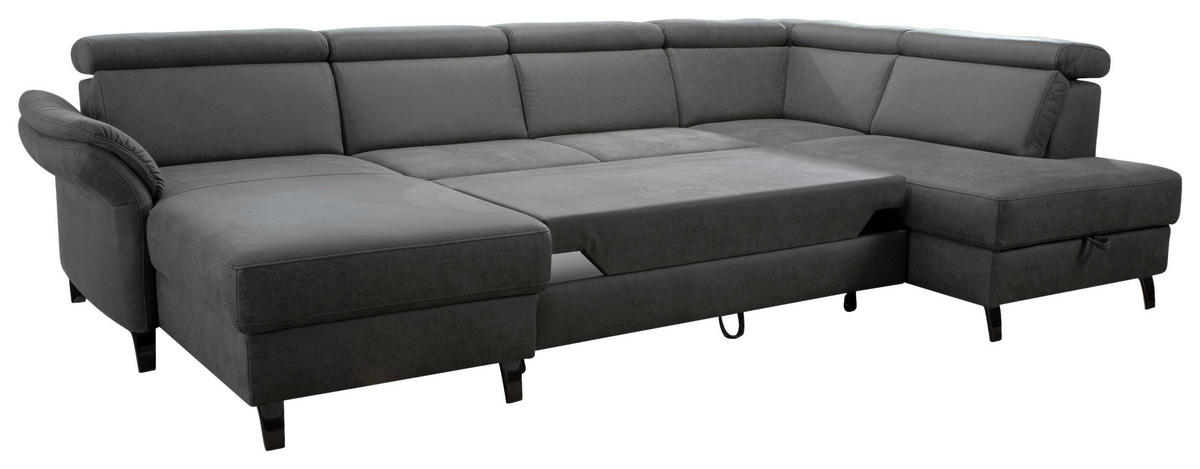 WOHNLANDSCHAFT Anthrazit Mikrofaser  - Anthrazit/Schwarz, KONVENTIONELL, Textil/Metall (165/317/193cm) - Sit & More