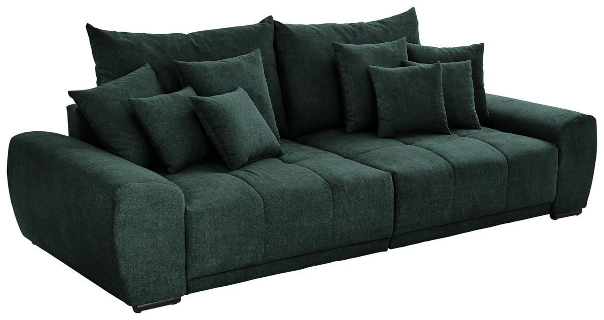 BIGSOFA Flachgewebe Dunkelgrün  - Dunkelgrün/Schwarz, KONVENTIONELL, Holz/Textil (280/67/120cm) - Carryhome