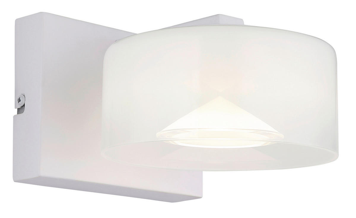 LED-WANDLEUCHTE 15/19,5/11 cm   - Klar/Opal, Design, Glas/Kunststoff (15/19,5/11cm) - Globo