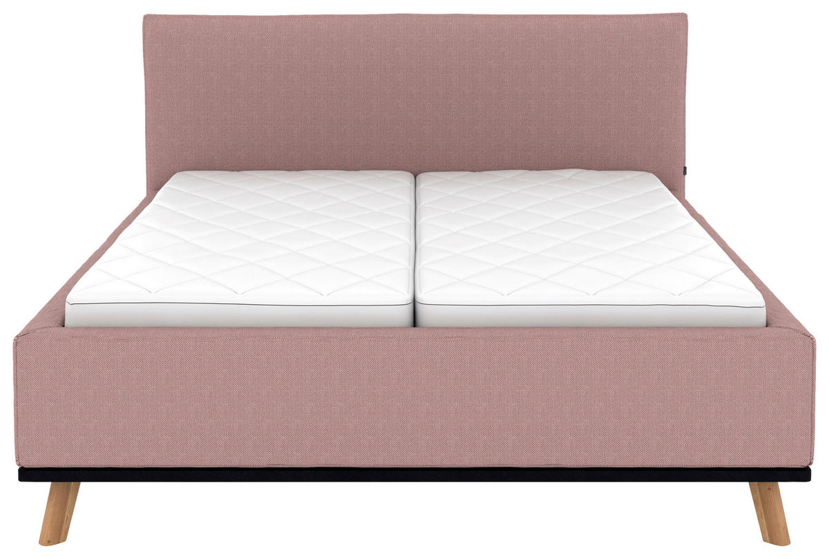 POLSTERBETT Matratze, Lattenrost, Bettkasten 180/200 cm  in Altrosa  - Eichefarben/Altrosa, Design, Holz/Textil (180/200cm) - Musterring