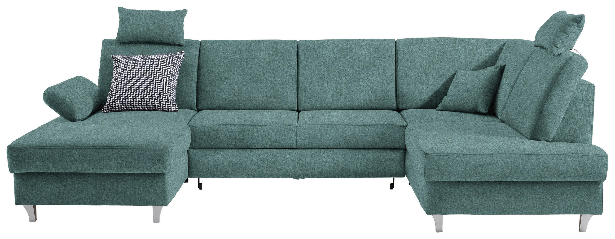 WOHNLANDSCHAFT in Struktur Petrol  - Silberfarben/Petrol, KONVENTIONELL, Holz/Textil (167/322/186cm) - Cantus