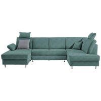 WOHNLANDSCHAFT in Struktur Petrol  - Silberfarben/Petrol, Konventionell, Holz/Textil (167/322/186cm) - Cantus