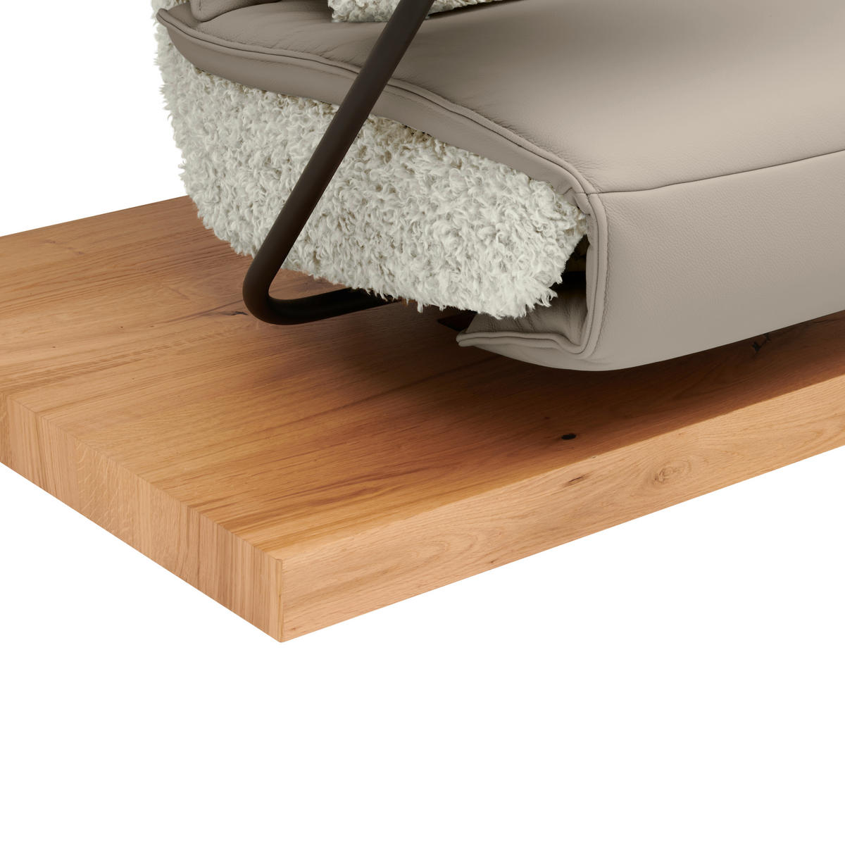 2-SITZER-SOFA Hochflor Echtleder Creme, Greige  - Greige/Creme, Design, Leder/Holz (240/65/104cm) - Koinor