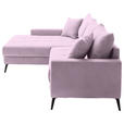 ECKSOFA  in Cord Lila  173/280 cm  - Lila/Schwarz, KONVENTIONELL, Textil/Metall (173/280cm) - Hom`in