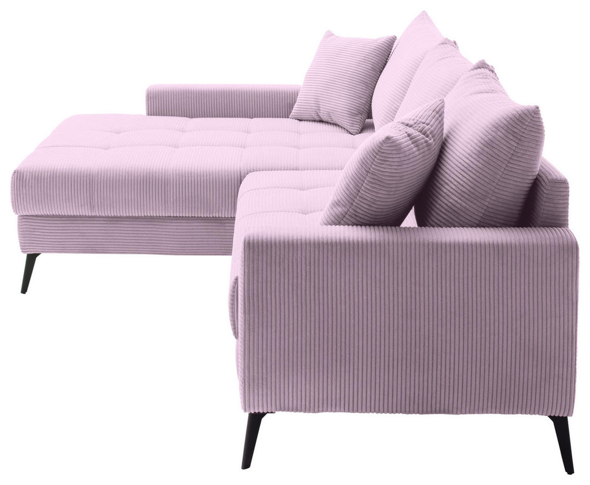 ECKSOFA Lila Cord  - Lila/Schwarz, KONVENTIONELL, Textil/Metall (173/280cm) - Hom`in