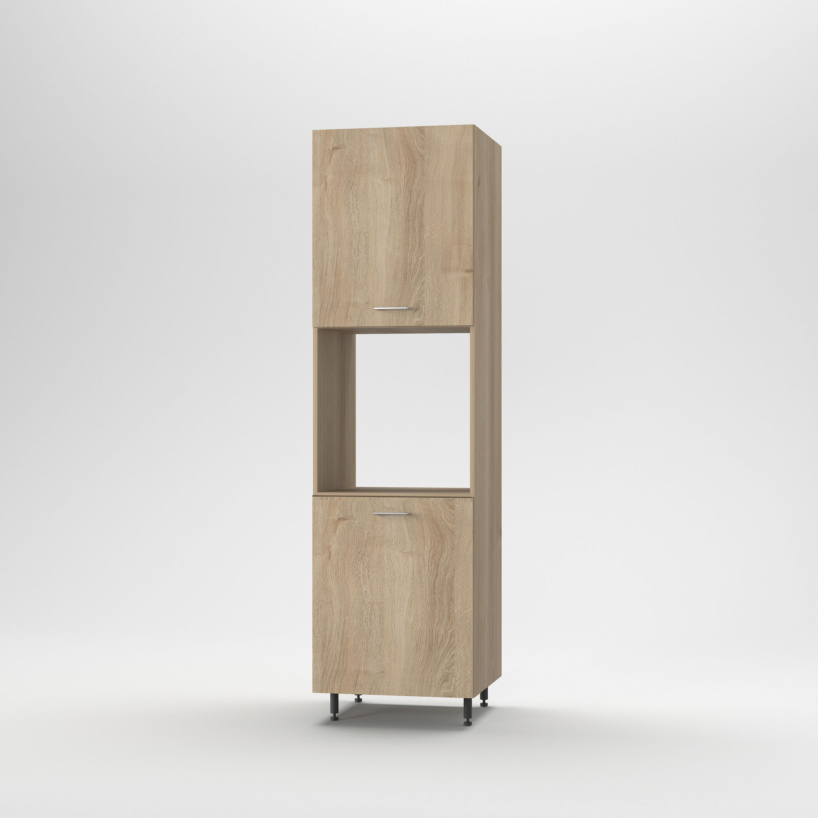 Szekrény beépíthető hűtőhöz - tölgyfa színű, Basics, fa/fém (60/215/56cm) - Carryhome