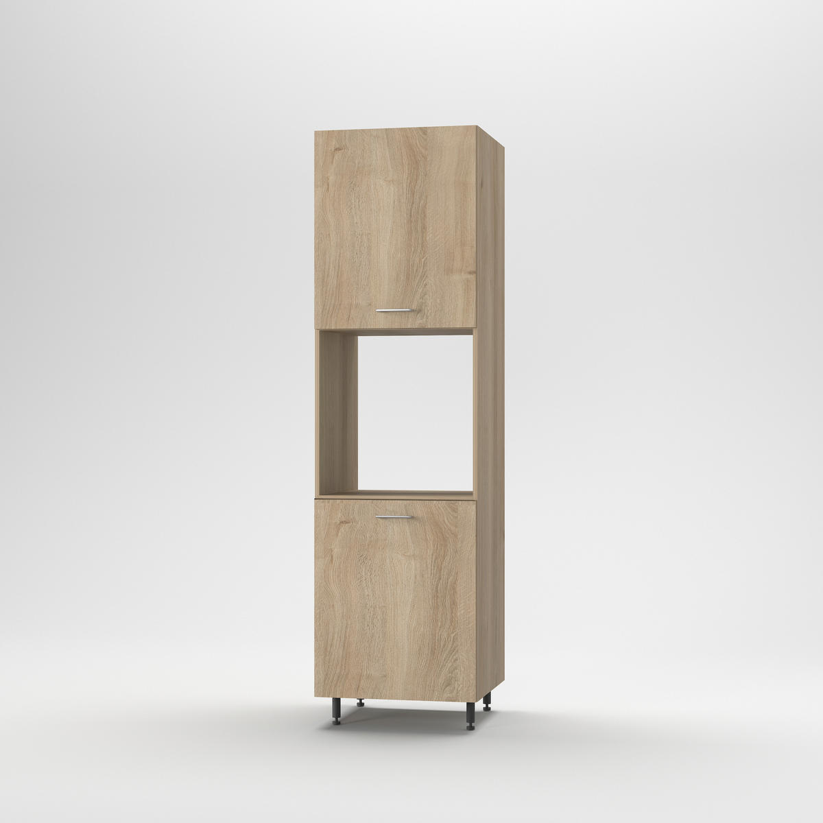 Szekrény beépíthető hűtőhöz - tölgyfa színű, Basics, fa/fém (60/215/56cm) - Carryhome