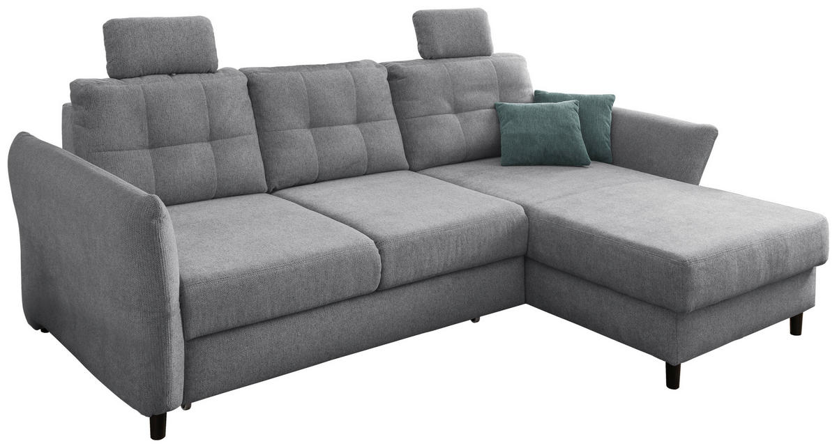 ECKSOFA Silberfarben Chenille  - Mintgrau/Silberfarben, MODERN, Holz/Textil (250-280/176cm) - Livetastic