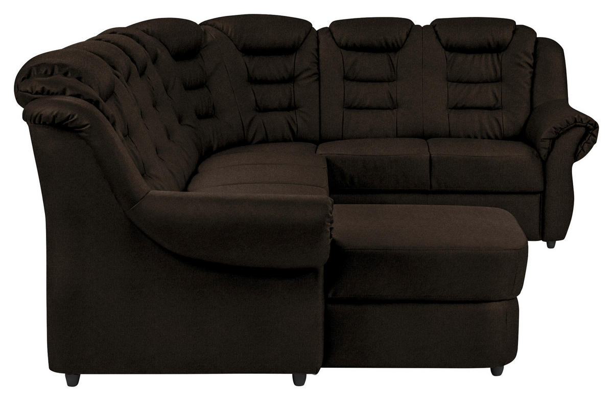 WOHNLANDSCHAFT in Chenille Braun  - Schwarz/Braun, Konventionell, Kunststoff/Textil (165/333/216cm) - Livetastic