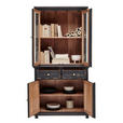 VITRINE in vollmassiv Akazie Schwarz  - Goldfarben/Schwarz, LIFESTYLE, Glas/Holz (80/178/42cm) - Ambia Home