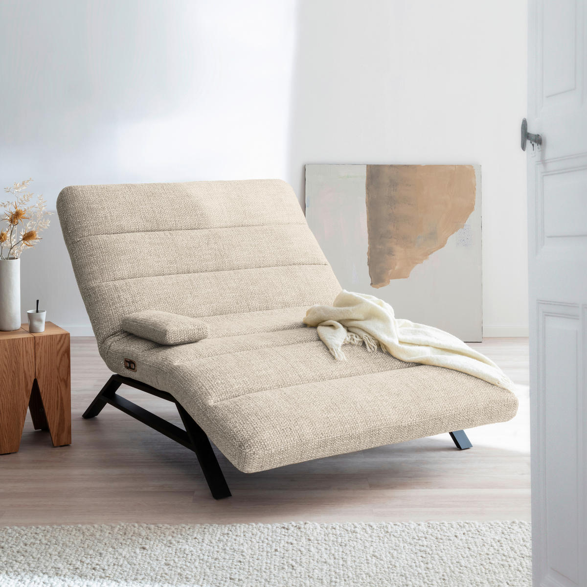 RELAXLIEGE Chenille Platinfarben  - Platinfarben/Schwarz, Design, Textil/Metall (120/54-113/158-198cm) - Pure Home Lifestyle