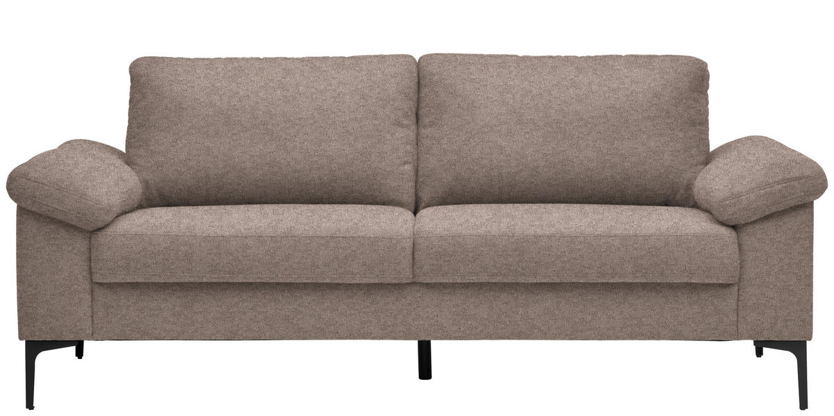 2,5-SITZER in Flachgewebe Taupe  - Taupe/Schwarz, Design, Textil/Metall (206/86/97cm) - Pure Home Lifestyle