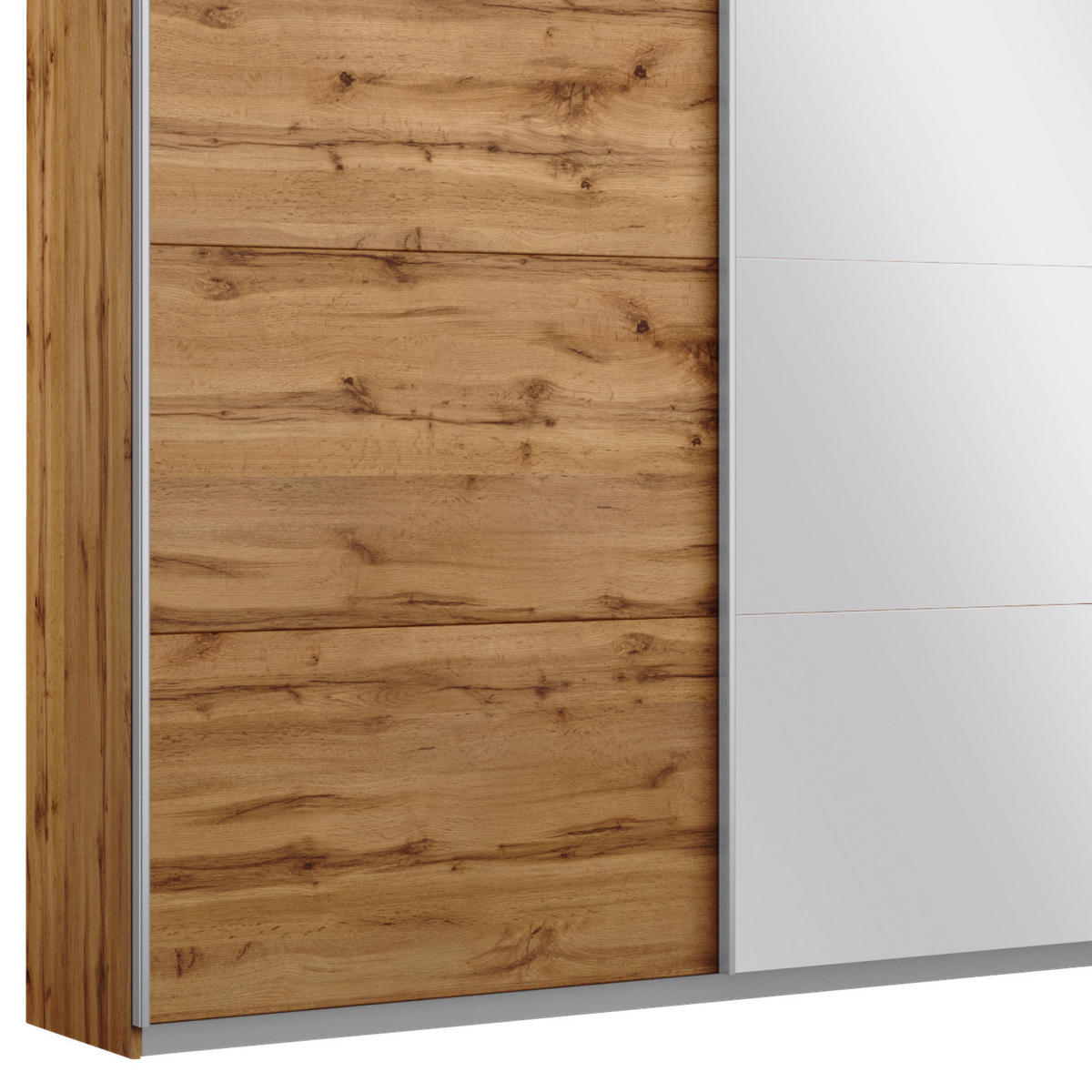 SCHWEBETÜRENSCHRANK in Eichefarben  - Eichefarben/Alufarben, Modern, Holzwerkstoff/Metall (271/230/62cm) - Rauch Möbel
