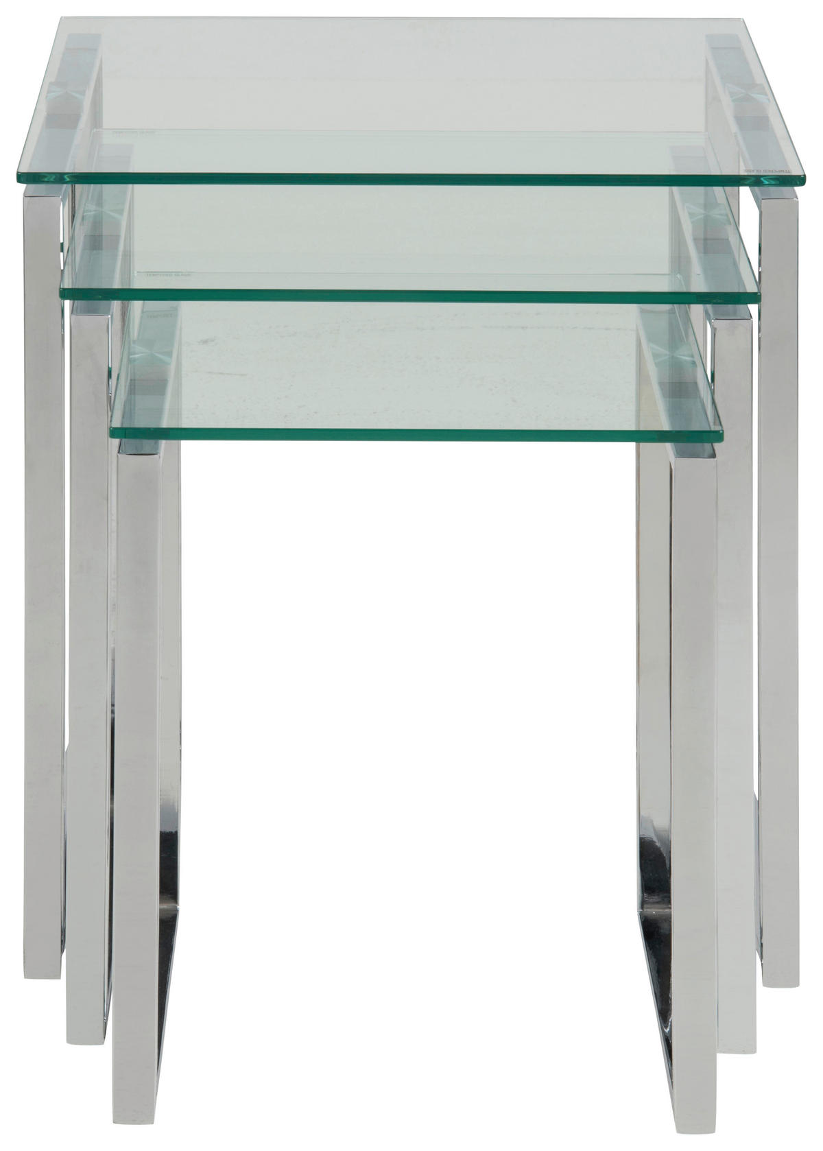 BEISTELLTISCHSET in Glas 36-50/36-50/45-55 cm  - Klar/Chromfarben, Trend, Glas/Metall (36-50/36-50/45-55cm)