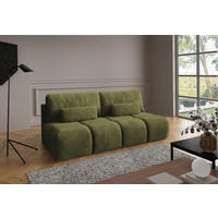 SCHLAFSOFA MARON Samt Olivgrün Längsschläfer  inkl.  - Schwarz/Olivgrün, Design, Kunststoff/Textil (219/94/110cm) - Livetastic