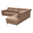 ECKSOFA in Echtleder Braun  - Alufarben/Braun, Design, Leder/Metall (271/242cm) - Cantus