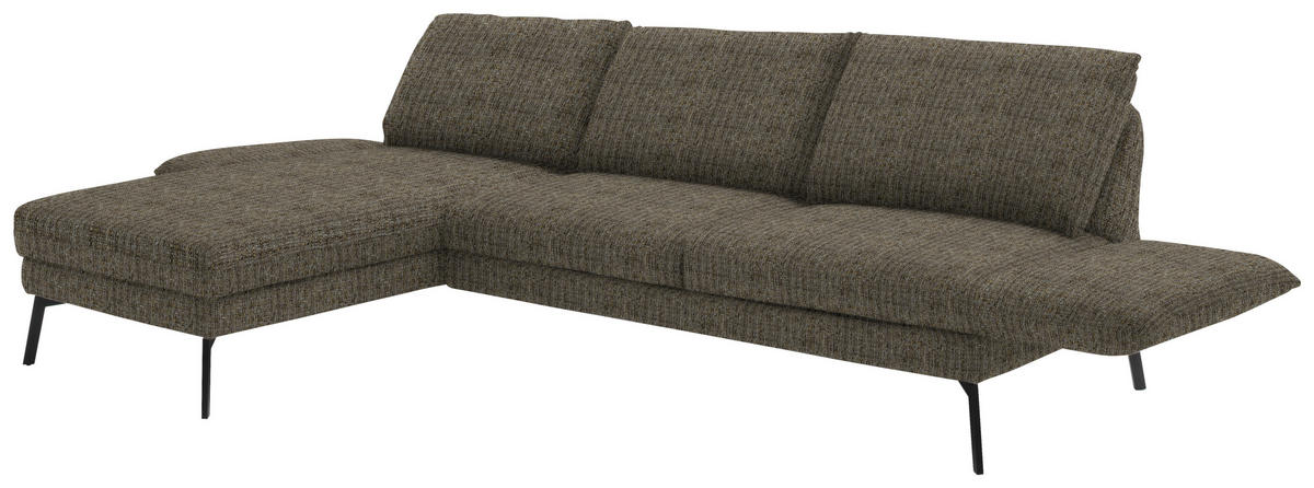 ECKSOFA in Flachgewebe Braun  175/277 cm  - Schwarz/Braun, Design, Textil/Metall (175/277cm) - Schöner Wohnen