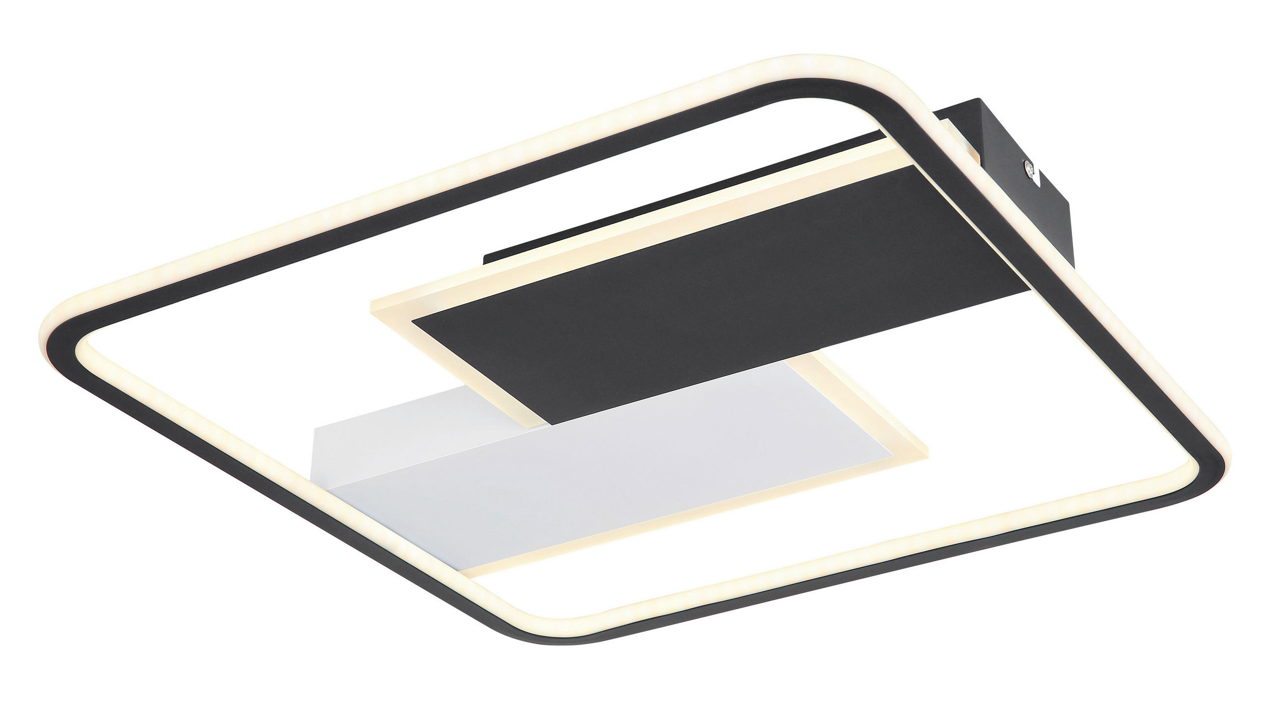 LED-DECKENLEUCHTE 51/51/6 cm   - Opal/Schwarz, Design, Kunststoff/Metall (51/51/6cm) - Globo