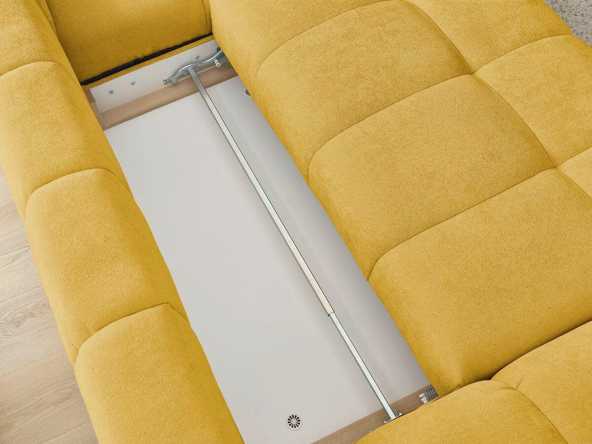 ECKSCHLAFSOFA EVEREST  mit Rücken echt, Armteil links, Armteil rechts Struktur Gelb  - Gelb/Schwarz, MODERN, Kunststoff/Textil (318/180cm) - Livetastic