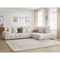 ECKSOFA Ottomane rechts  EVEREST Beige Struktur  - Beige/Schwarz, MODERN, Kunststoff/Textil (352/210cm)