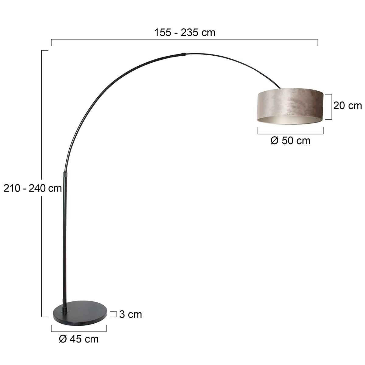 STEHLEUCHTE SPARKLED LIGHT 50/240/230 cm  - Taupe/Schwarz, Trend, Leder/Metall (50/240/230cm)