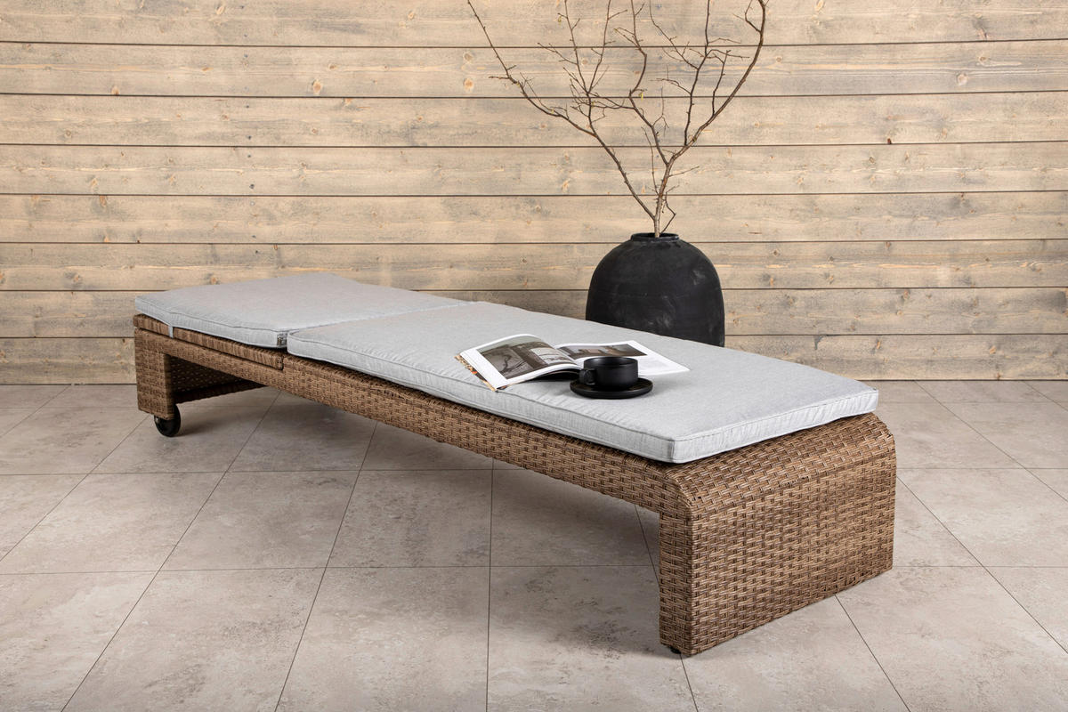 SONNENLIEGE 60/32/196 cm  - Sandfarben/Hellbraun, KONVENTIONELL, Kunststoff/Textil (60/32/196cm) - Gardenson