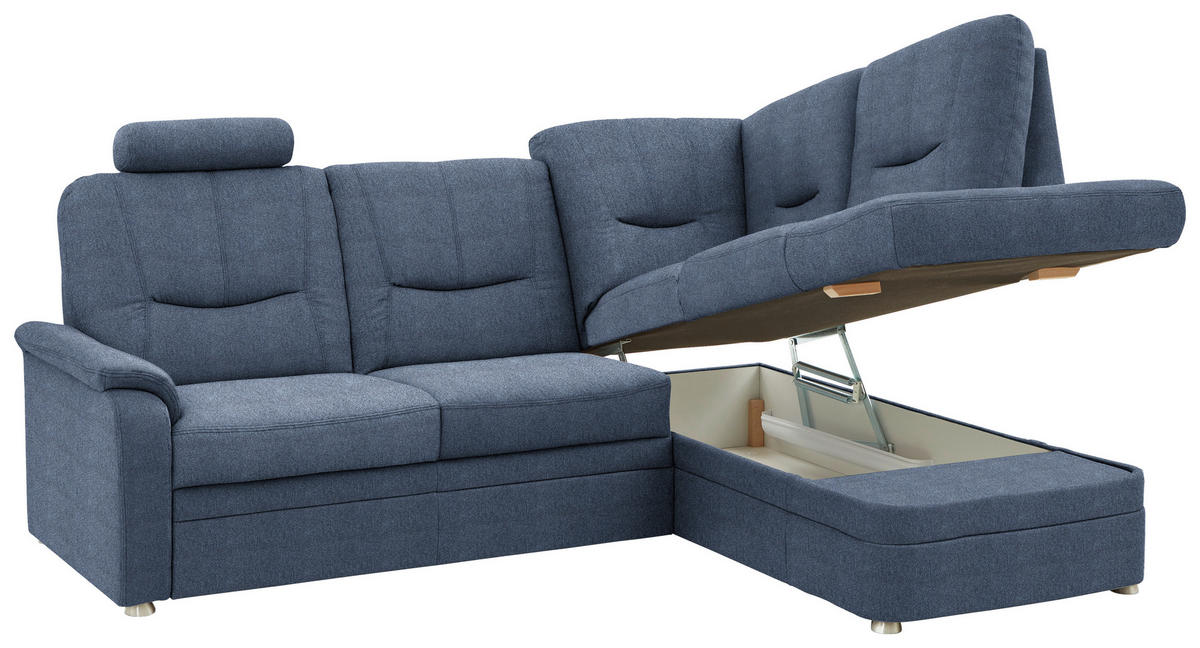 ECKSOFA Chenille Blau  - Blau/Schwarz, Konventionell, Kunststoff/Textil (235/185cm) - Beldomo Comfort