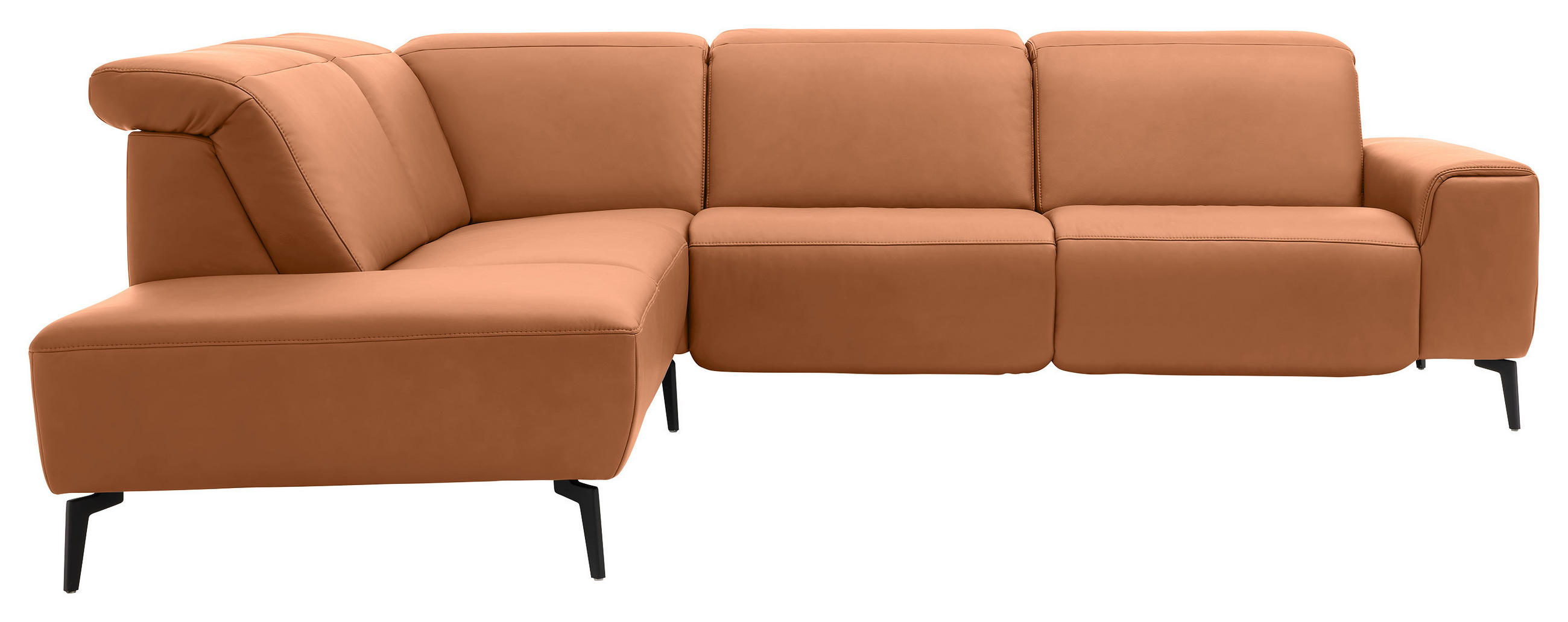 ECKSOFA Musterring Braun Echtleder Kopfteilverstellung  - Schwarz/Braun, Design, Leder/Metall (249/295cm) - Musterring