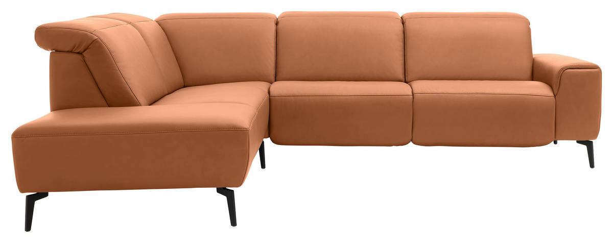 ECKSOFA Musterring Braun Echtleder Kopfteilverstellung  - Schwarz/Braun, Design, Leder/Metall (249/295cm) - Musterring