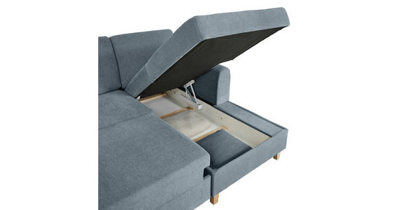 ECKSOFA Blau Flachgewebe  - Blau/Buchefarben, KONVENTIONELL, Holz/Textil (241/166cm) - Carryhome