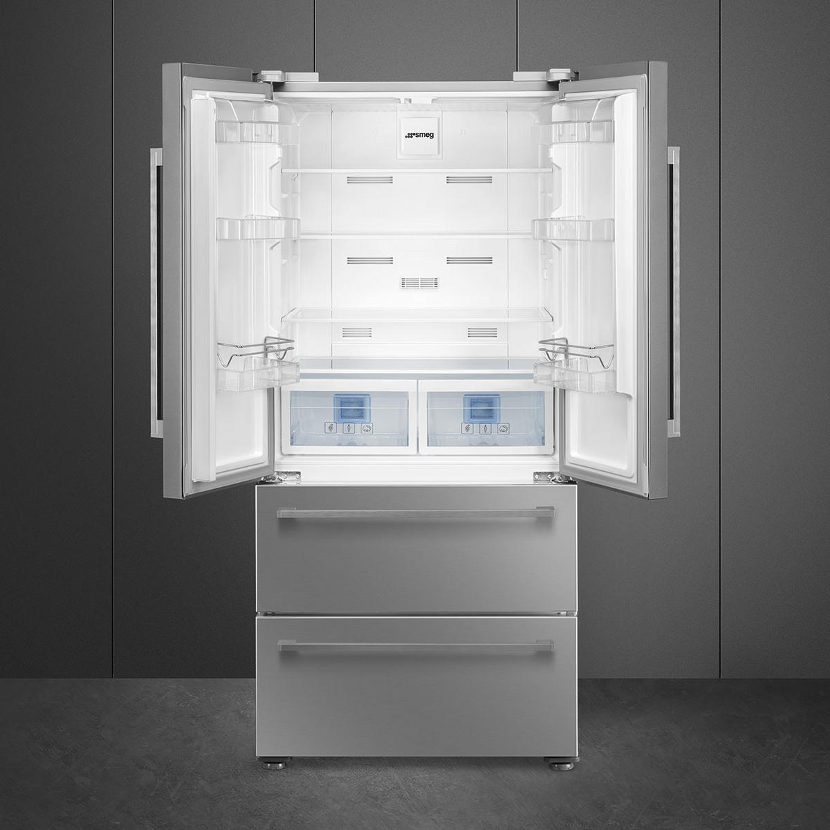 FRENCH-DOOR FQ55FXDE  - Edelstahlfarben, Basics, Metall (84/182,5/70cm) - SMEG