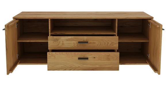 LOWBOARD  165/58/50 cm 2 Schublade(n) Beimöbel erhältlich, stehend  - Schwarz/Eiche Artisan, Natur, Holz/Holzwerkstoff (165/58/50cm) - Linea Natura