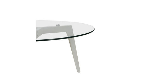 COUCHTISCH Eiche massiv ESG 90/90/45 cm rund Klar, Weiß  - Klar/Weiß, Design, Glas/Holz (90/90/45cm) - Carryhome