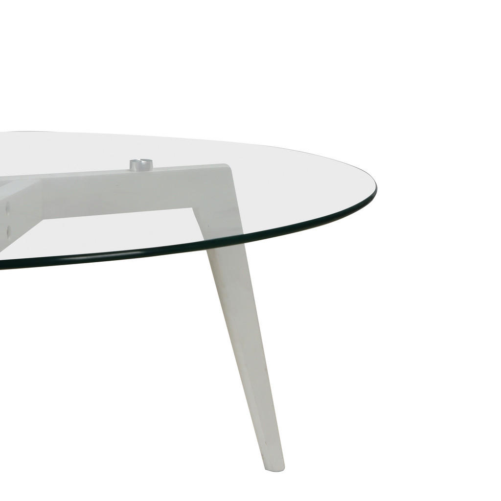 Thumbnail - Carryhome Couchtisch, Klar, Weiß, Holz, Glas, Eiche, massiv, rund, Stativgestell, 90x45x90 cm, Wohnzimmer, Wohnzimmertis...